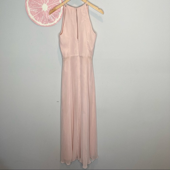 After Six blush pink high neck keyhole bridesmaid dress style 1502 size 6 - Picture 5 of 10